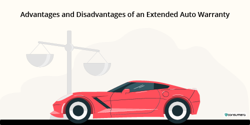An image depicting an automobile vehicle & the weighing scale representing the pros & cons of extended auto warranty.